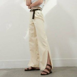 Banana Republic High Rise Wide Leg Split Hem Ecru Jeans Size 25 NWT